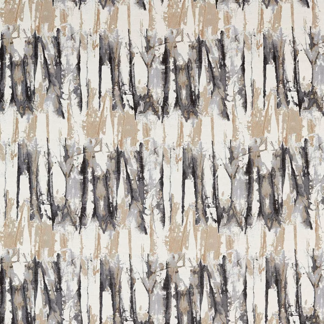Painterly vertical charcoal, grey and pumice strokes on a creamy ground