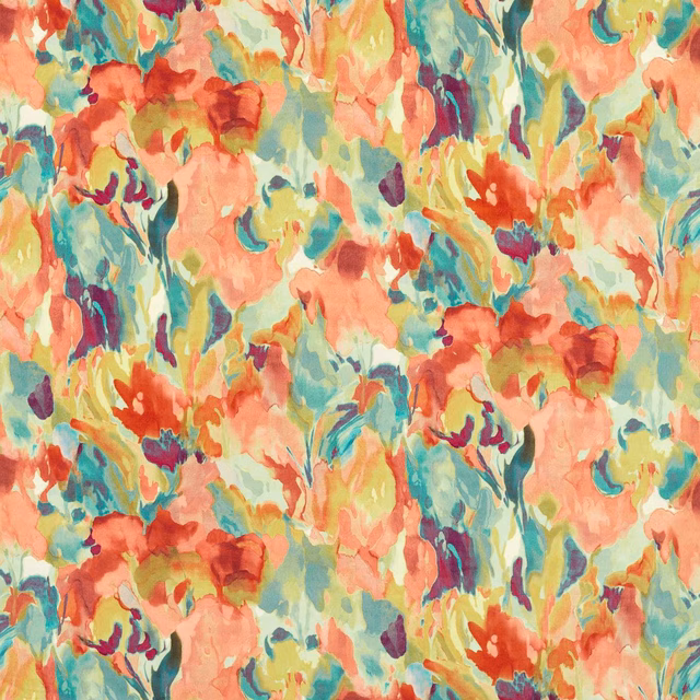 Painterly floral velvet in rosewood, coral, turquoise, peach and huckleberry purple