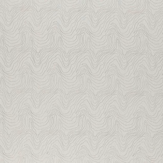 Pale oyster-grey fabric with fine undulating contour lines in a tonal woven pattern