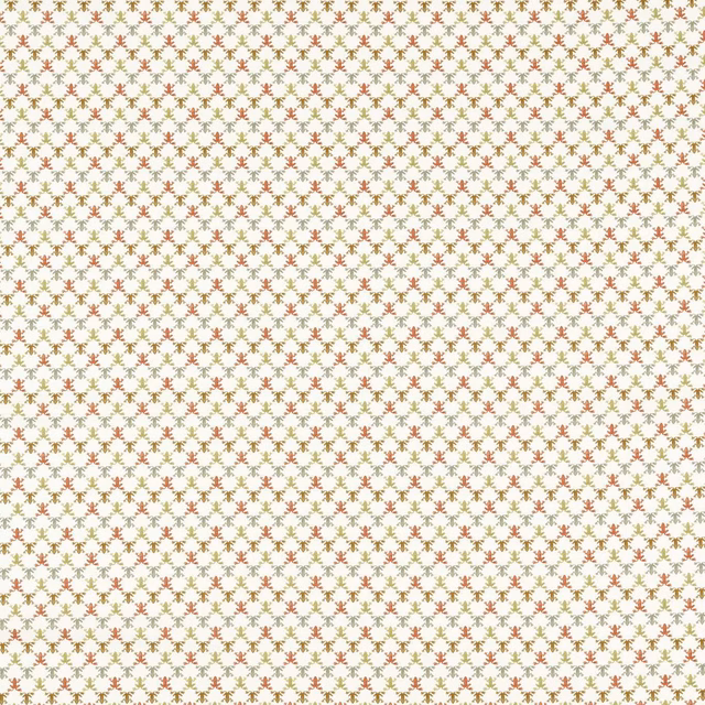 Tiny terracotta and olive wood-frog motifs scattered across a parchment ground