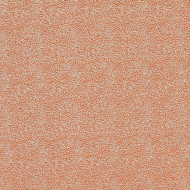 Warm terracotta fabric with dense tiny cream flecks and a softly textured woven surface