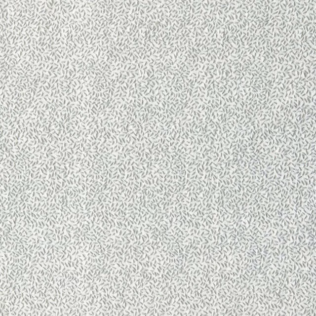 Cool pale grey fabric with dense white broken dashes and fine textured weave