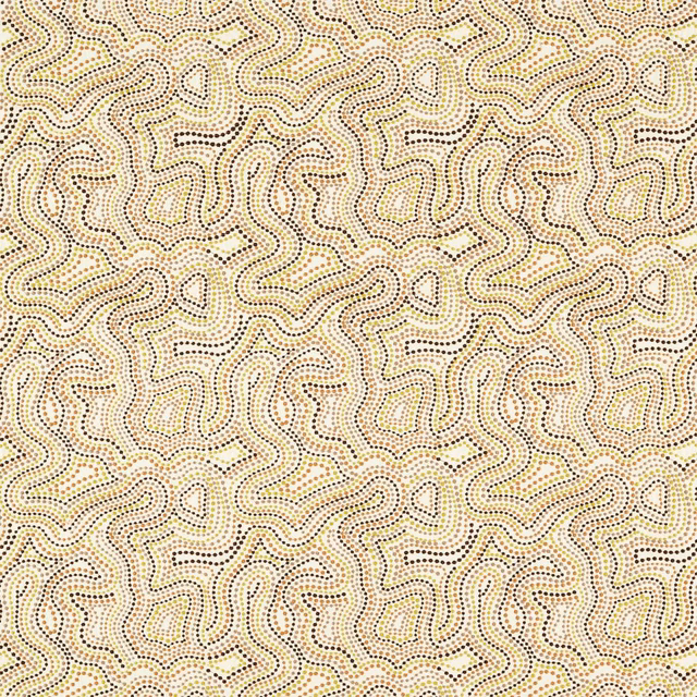 Cream fabric with chocolate dotted contours and pale pistachio organic motifs