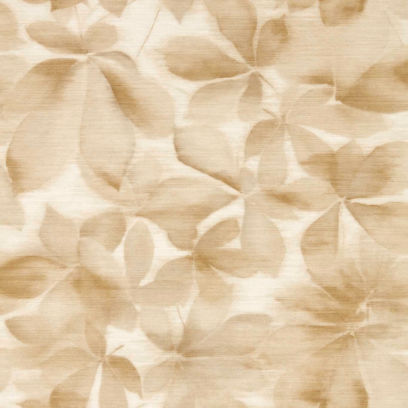 Painterly cream and golden-beige petals layered across a softly striated parchment ground