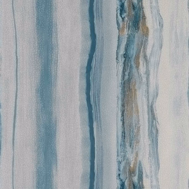 Cool celestine blue-grey wallpaper with vertical mineral striations and taupe veining