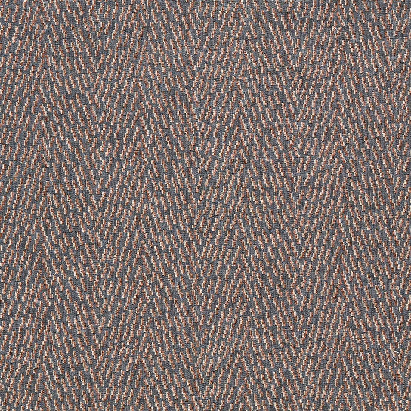 Charcoal blue-grey upholstery with fine copper taupe broken zigzag weave