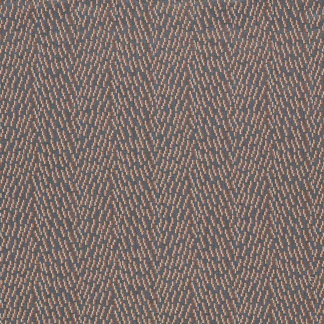 Charcoal blue-grey upholstery with fine copper taupe broken zigzag weave