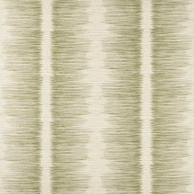 Moss olive and cream woven stripes with fine horizontal texture