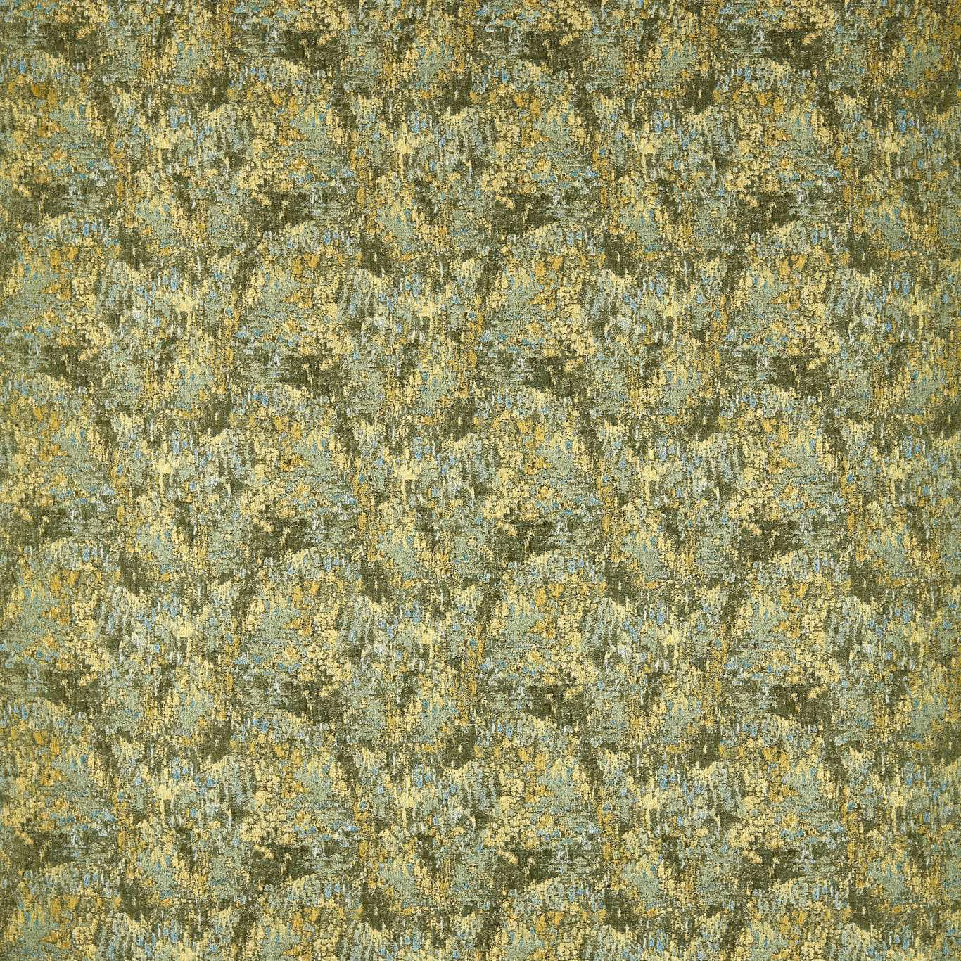Mottled teal, emerald and gold woven pattern with painterly vertical marks