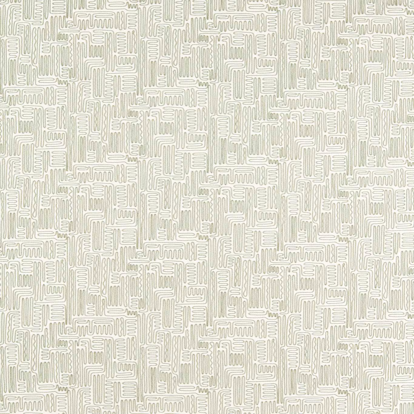 Pale sage-green maze lines woven across an ivory textile ground