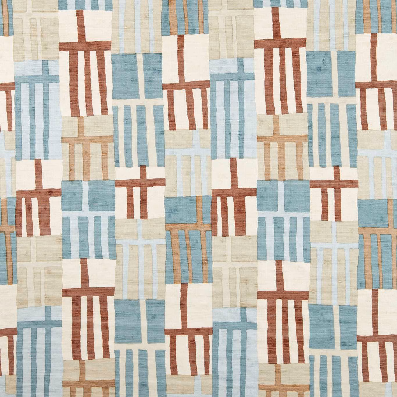 Aqua, rust, cream and sage geometric blocks with a softly textured ground