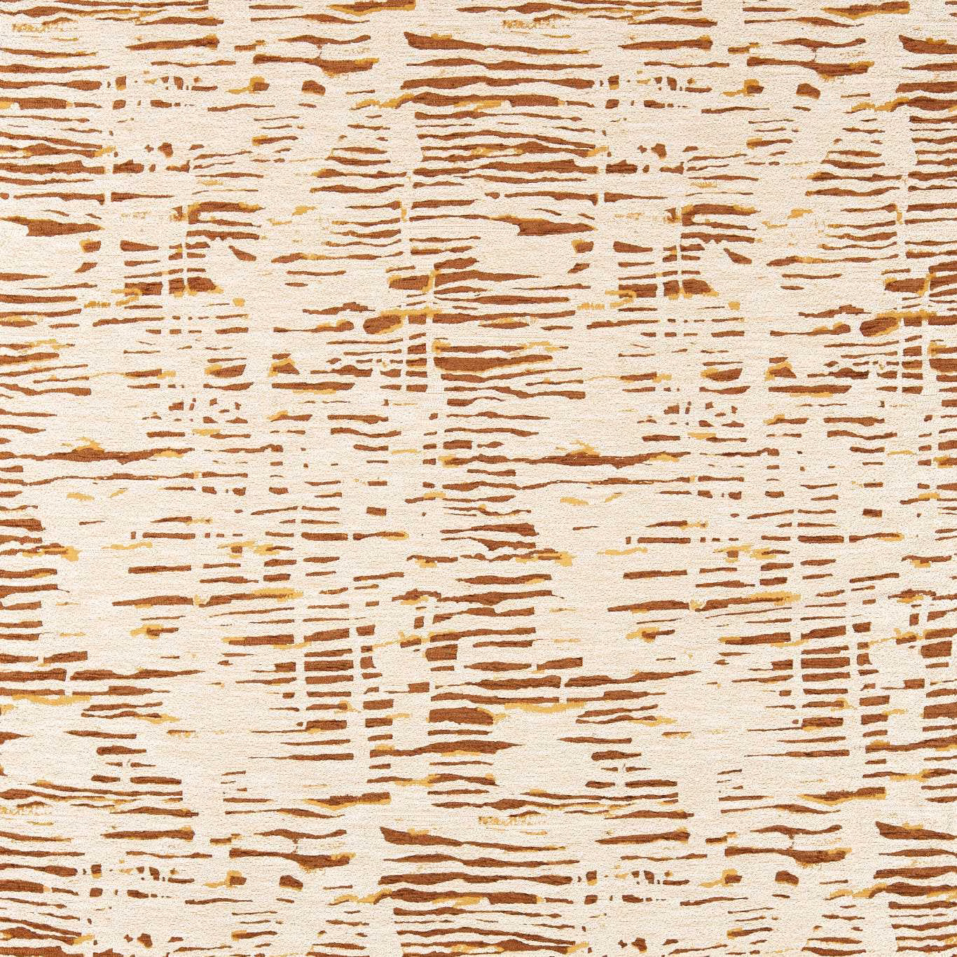 Warm chalk textile with broken clay-brown horizontal striations and abstract woven marks