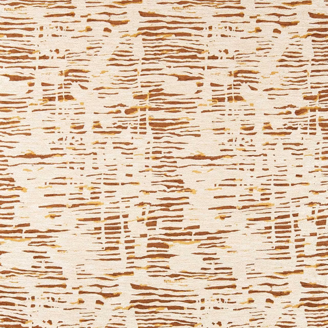 Warm chalk textile with broken clay-brown horizontal striations and abstract woven marks