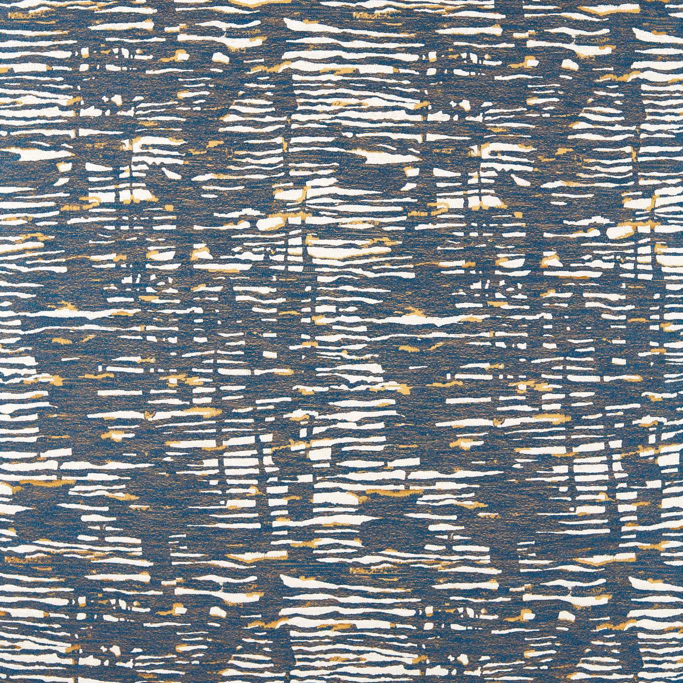 Lapis blue abstract horizontal striations with cream flashes and ochre flecks