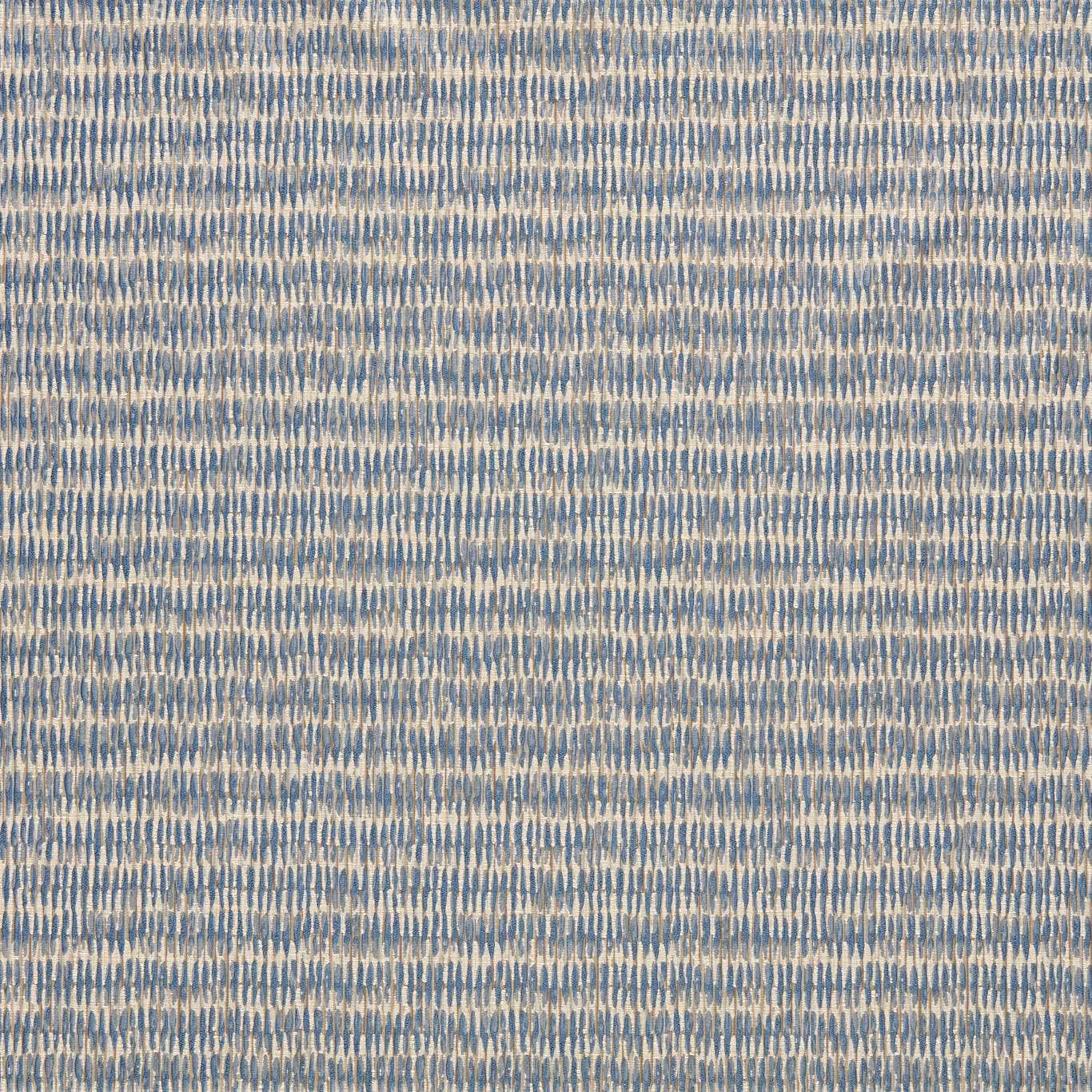 Close-up of ink-blue and stone woven fabric with fine vertical flecks