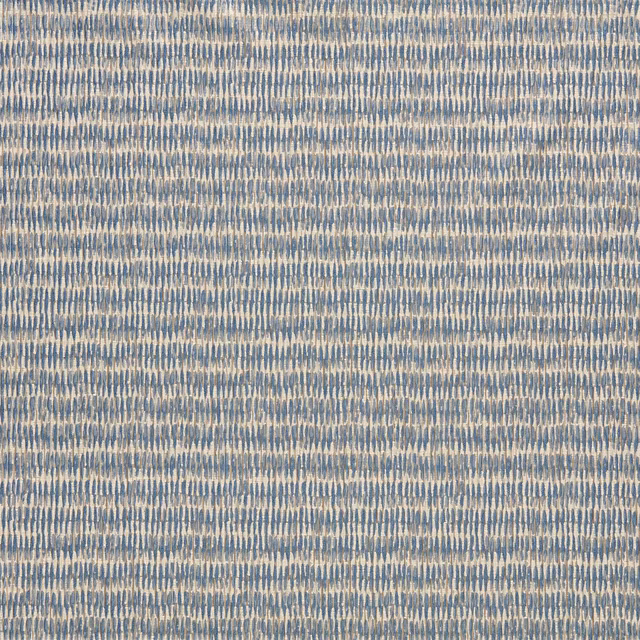 Close-up of ink-blue and stone woven fabric with fine vertical flecks