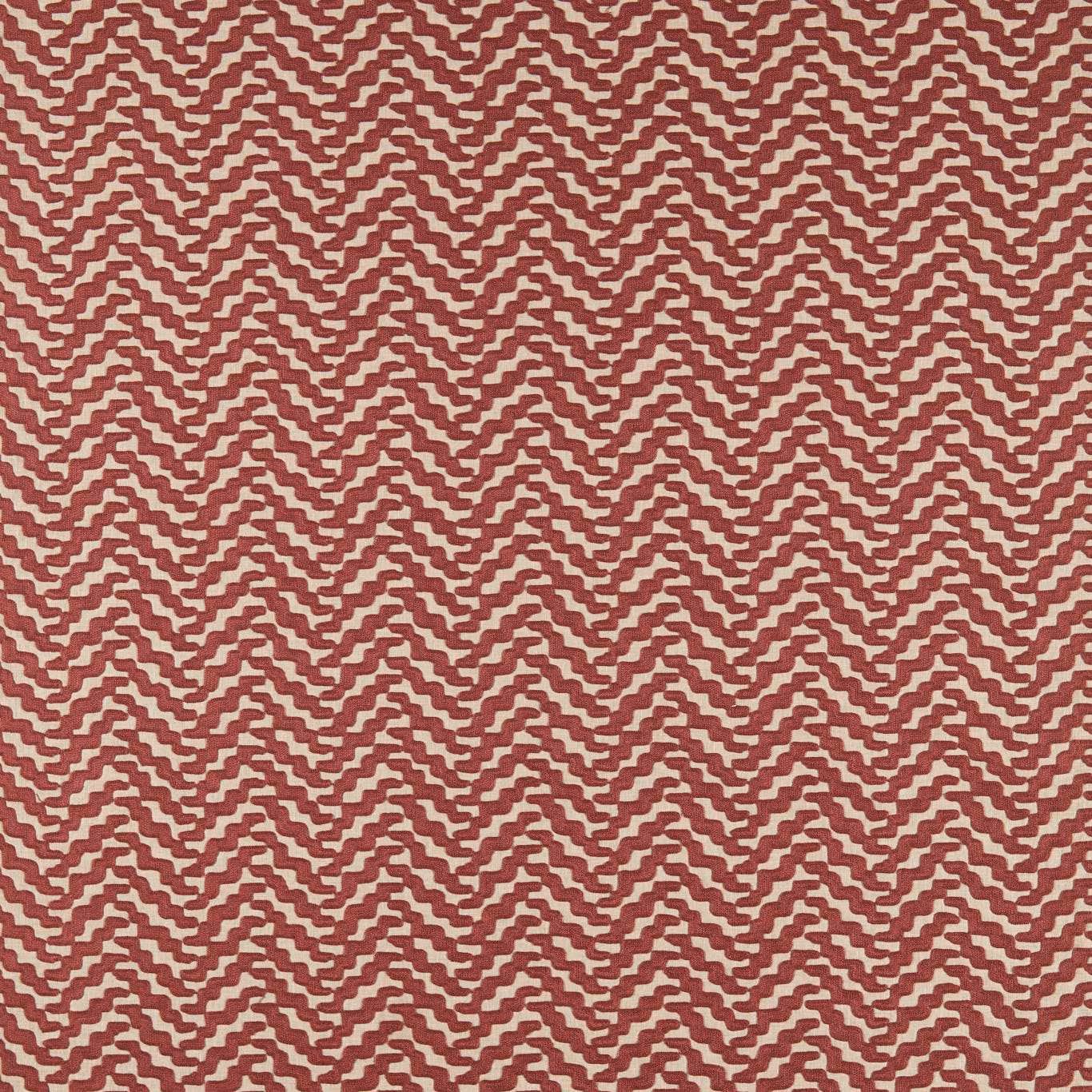 Deep burgundy and cream zigzag textile with a dense, tactile woven surface