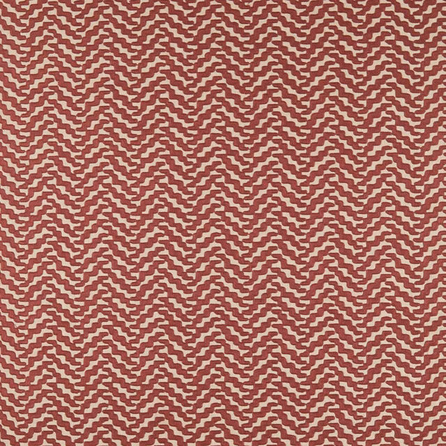 Deep burgundy and cream zigzag textile with a dense, tactile woven surface