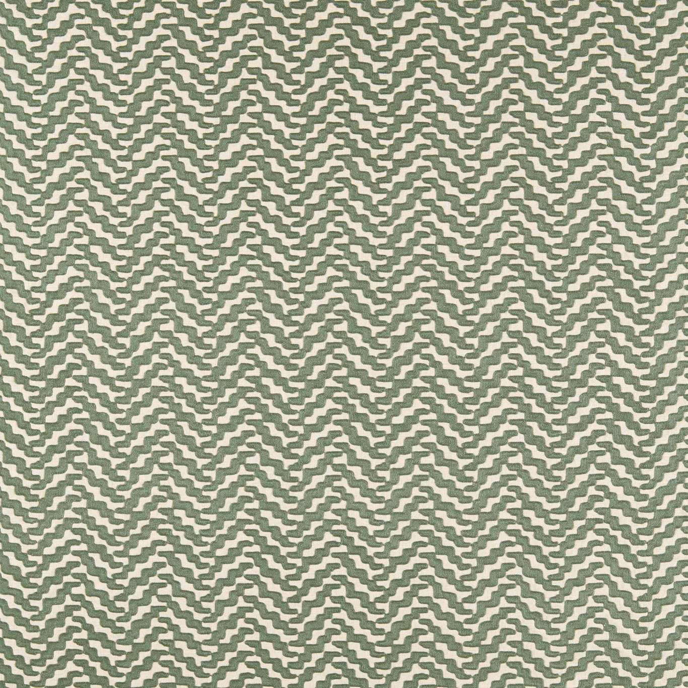 Muted jade and cream broken zigzag weave with softly textured surface