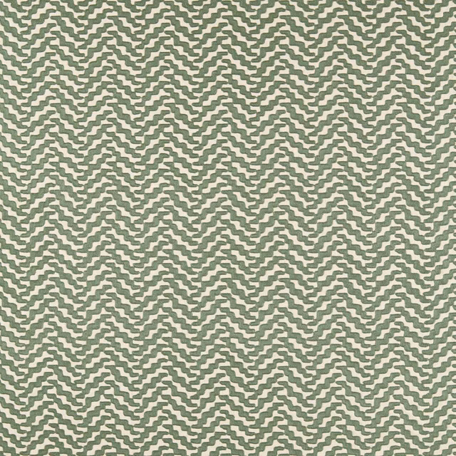 Muted jade and cream broken zigzag weave with softly textured surface