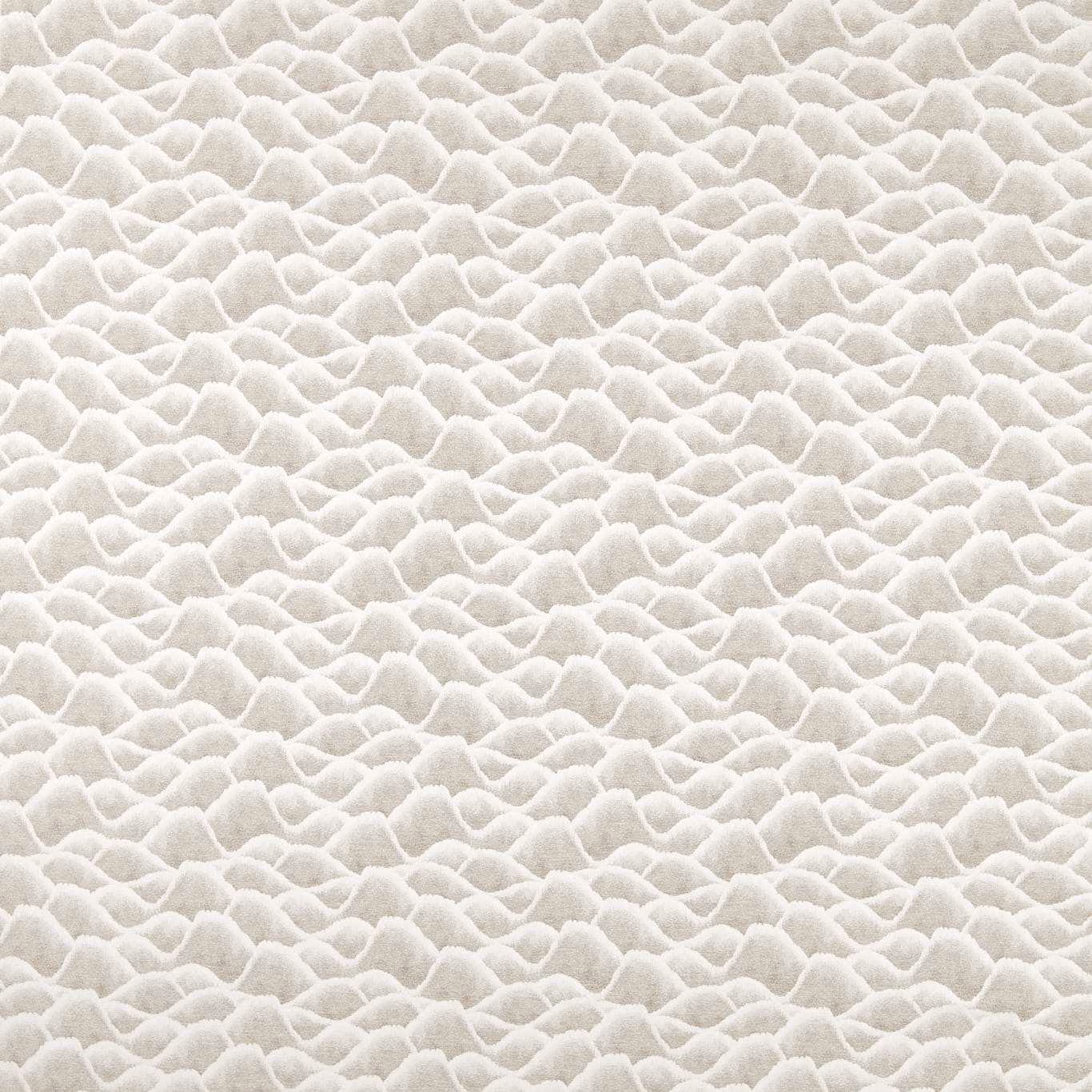 Ivory-grey Zuni textile with raised overlapping scallop motifs and soft woven texture