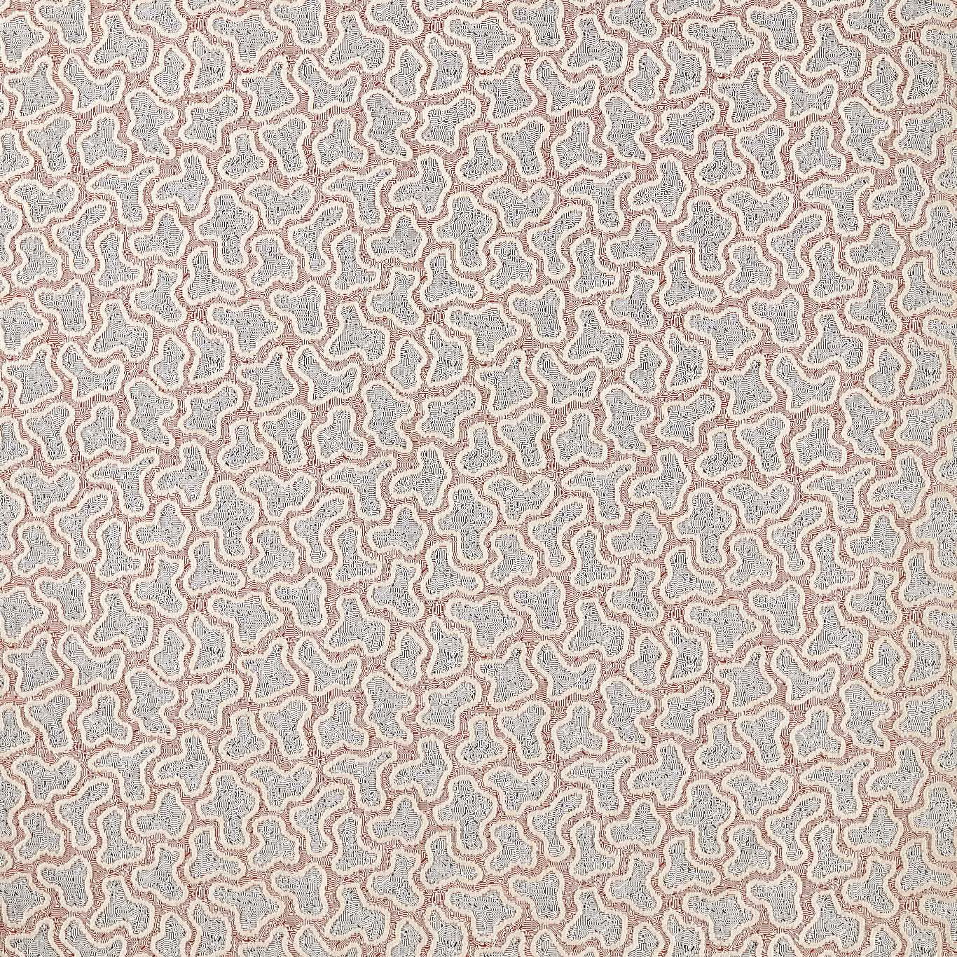 Dusty blush and blue-grey organic loops on a finely textured ivory velvet