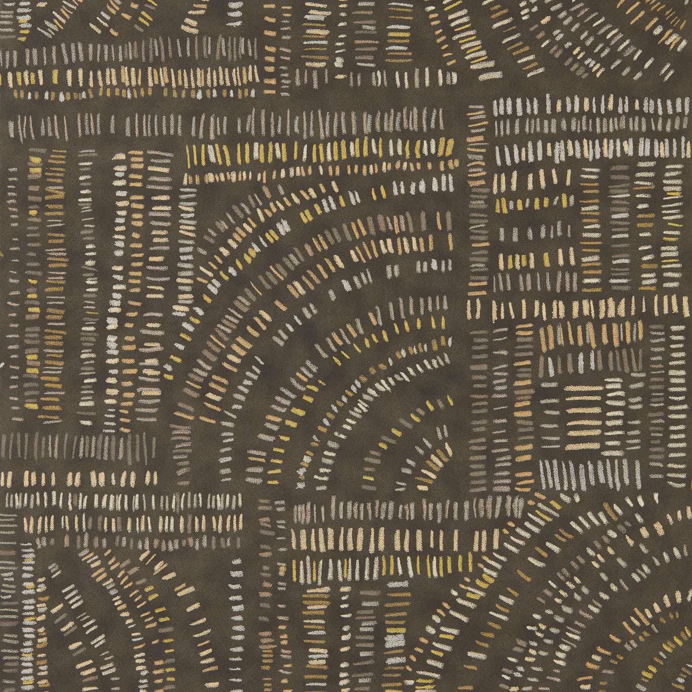 Charcoal wallpaper with chalk and limestone dashes in curved geometric bands