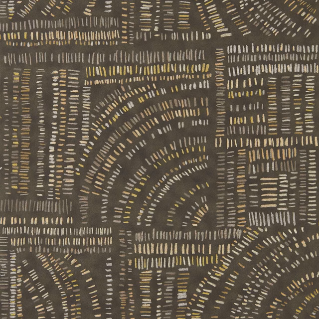 Charcoal wallpaper with chalk and limestone dashes in curved geometric bands