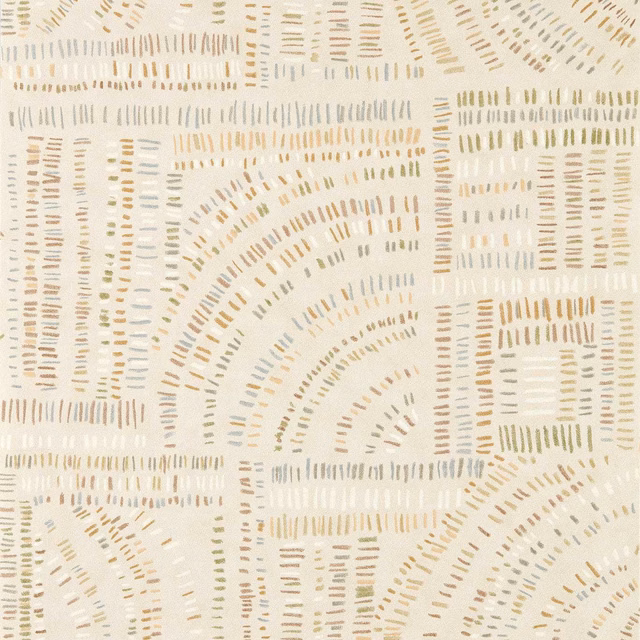 Ivory wallpaper with sandstone and slate marks arranged in arches and linear blocks