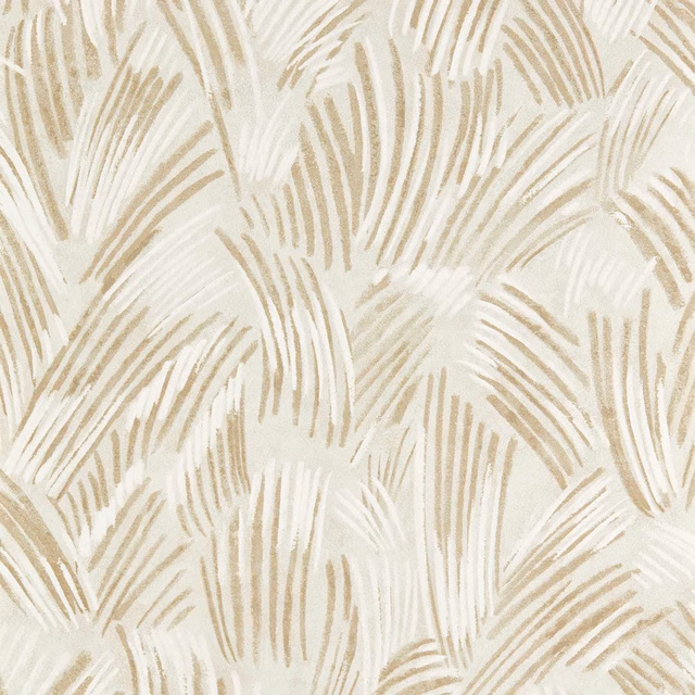 Warm sandstone and chalk wallpaper with sweeping broken brushstroke motifs