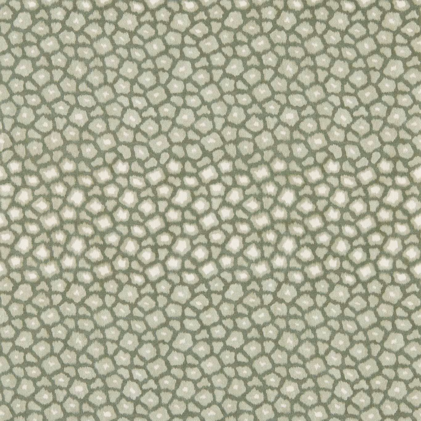 Muted evergreen wallpaper with a small pale pebble lattice and softly mottled ground