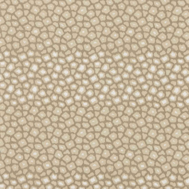 Warm sandstone wallpaper with small cream-centred, taupe-outlined organic cells