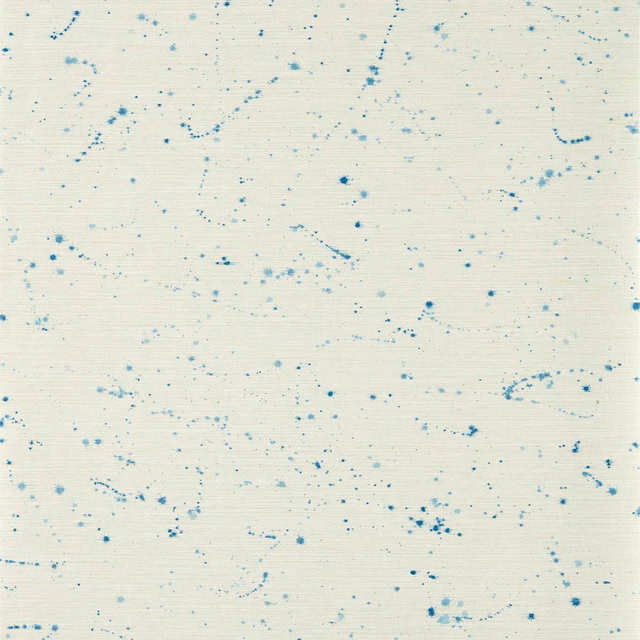 Pale cream wallpaper with scattered blue flecks and fine horizontal striations
