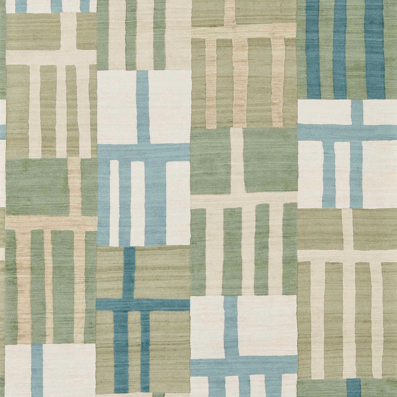 Jade, pale blue and cream geometric blocks with fine horizontal striation