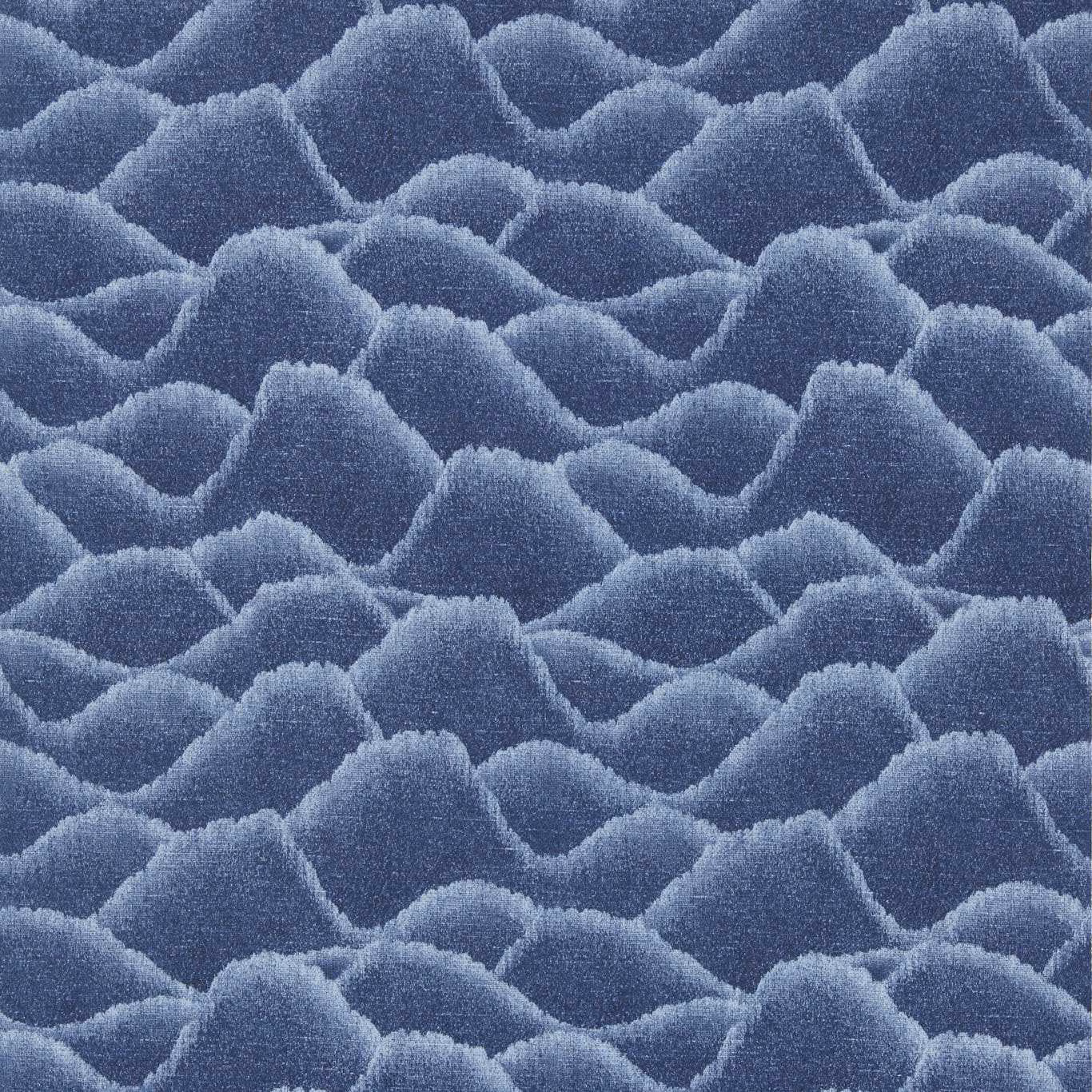 Deep midnight-blue wallpaper with overlapping softly edged wave forms and grain-like texture