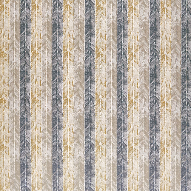 Charcoal, mocha and brass vertical feather stripes with a tactile woven surface