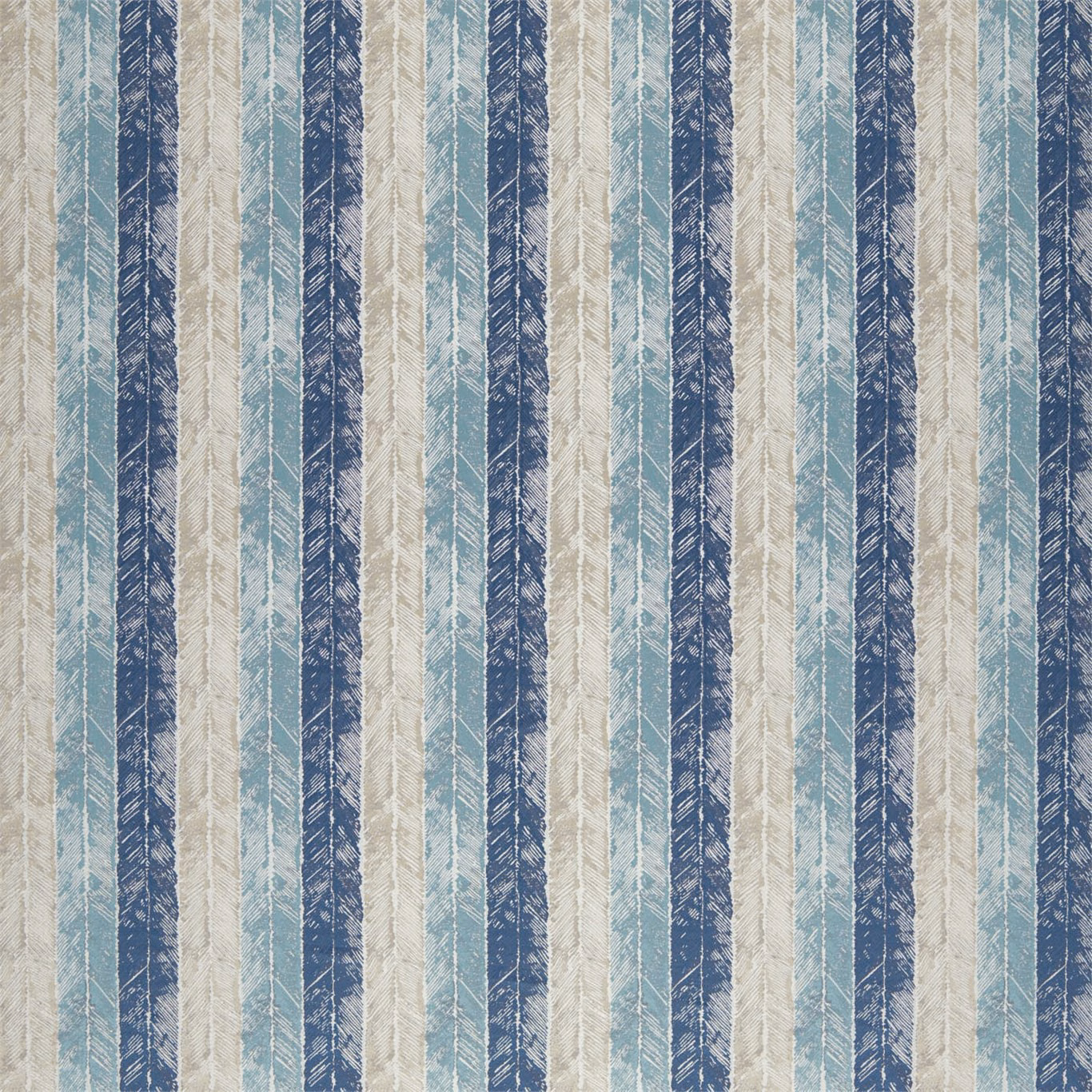 Indigo, sky-blue and shell vertical woven stripes with feathered texture