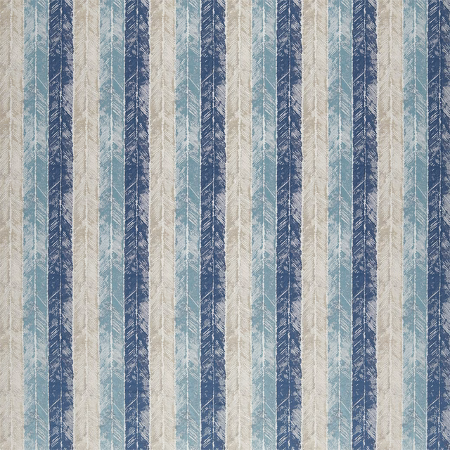 Indigo, sky-blue and shell vertical woven stripes with feathered texture