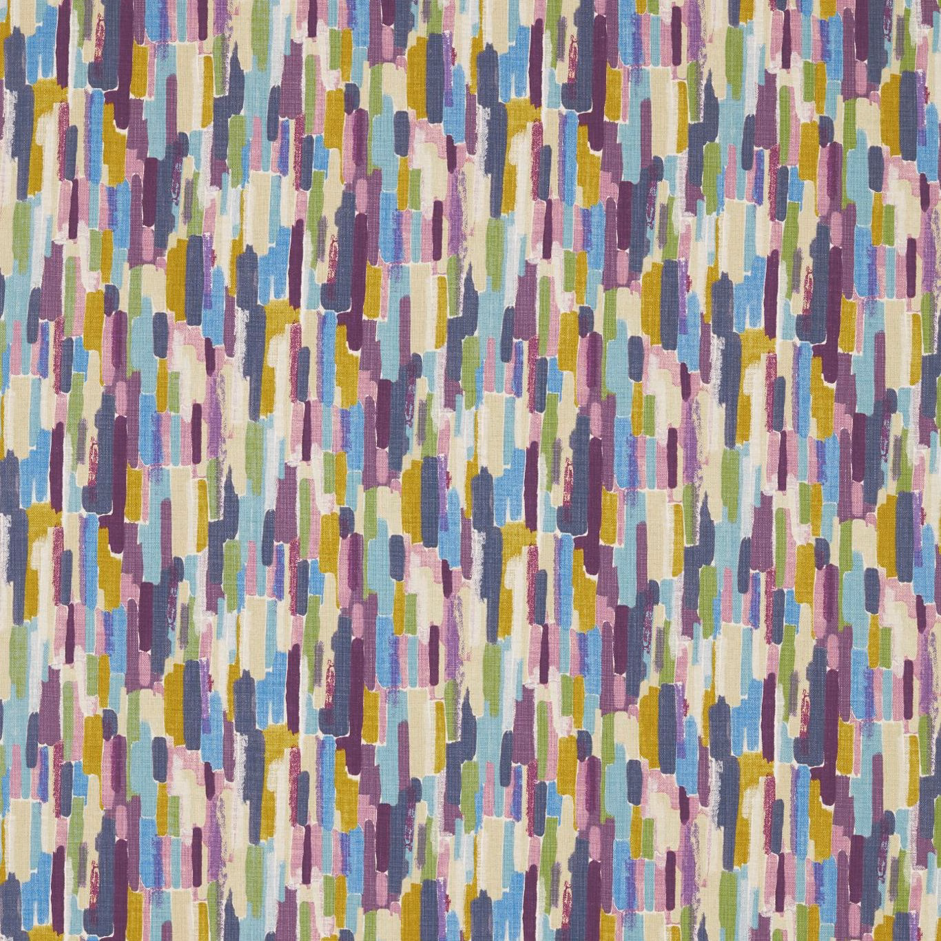 Woven abstract vertical blocks in grape, mustard, blue, cream and green