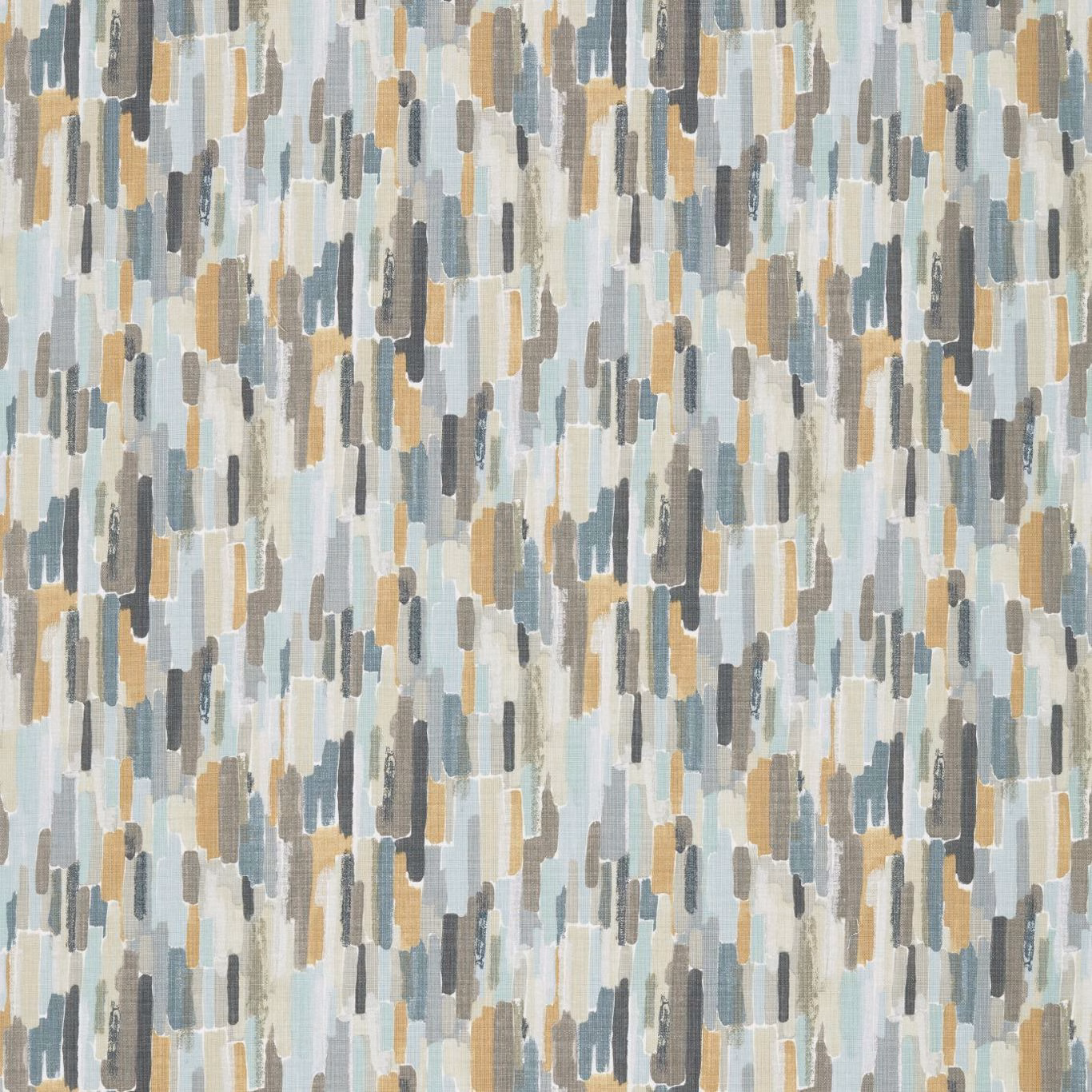Woven abstract bars in mustard, maize, blue-grey, ivory, taupe and seal tones