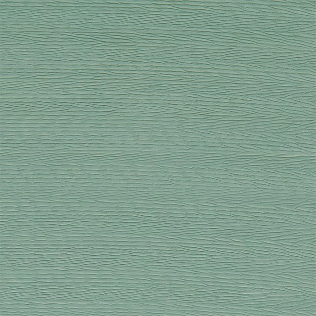 Muted peppermint green fabric with fine irregular horizontal ripples and soft tonal depth