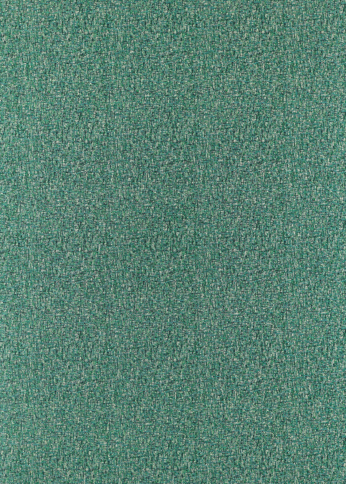 Close view of cool emerald-teal woven texture with fine silvery flecks