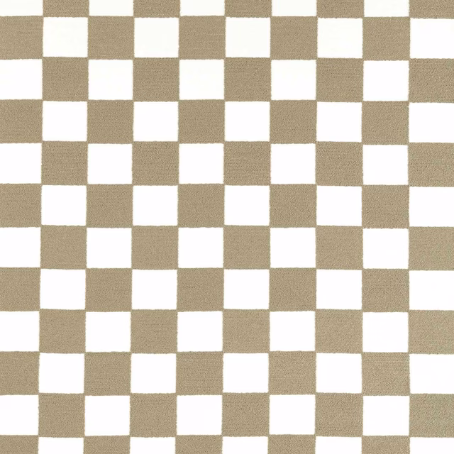 Muted limestone taupe and off-white large check with a softly textured weave