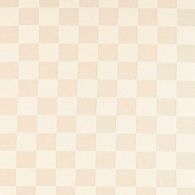 Warm oatmeal and cream woven check fabric with a softly textured surface