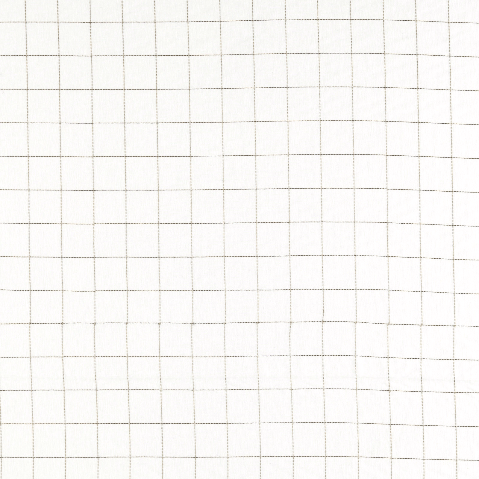 Warm ivory sheer fabric with a fine chocolate-brown checked grid and translucent texture