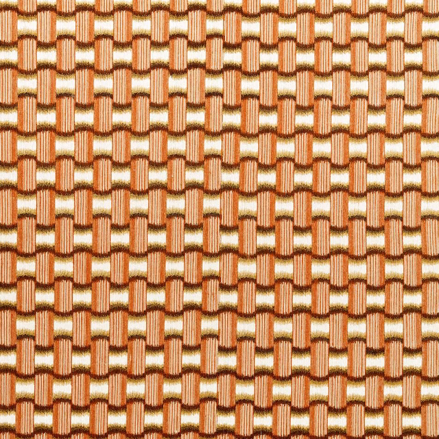 Warm terracotta and cream woven lattice with dark brown definition