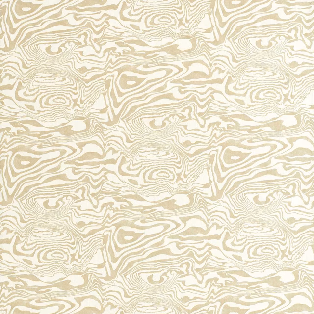 Warm oatmeal textile with cream and khaki-beige abstract contour lines in a marble-like pattern