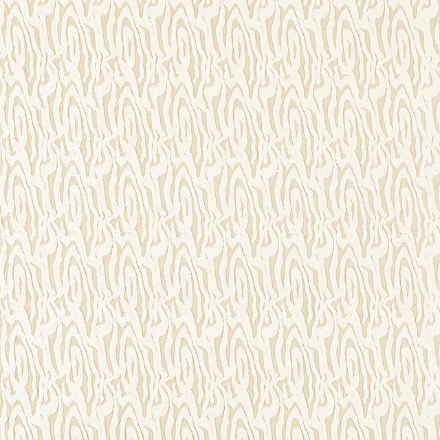 Ivory woven fabric with delicate taupe vertical marble-wave lines and soft texture