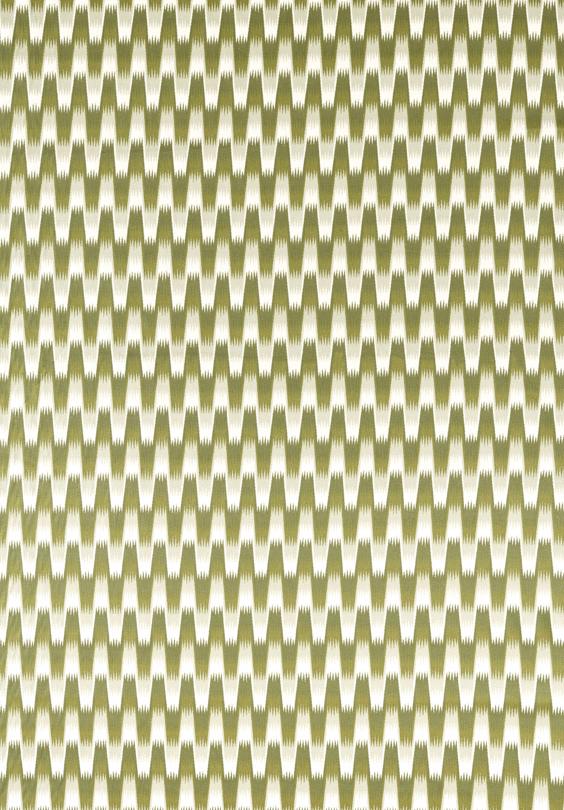 Olive matcha and cream woven fabric with repeating narrow zigzag diamonds