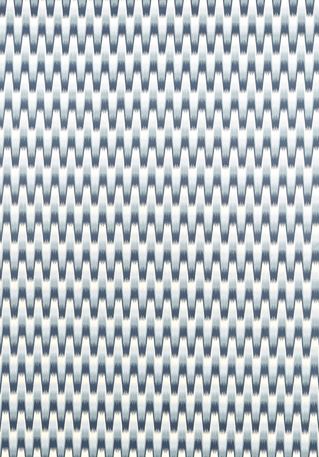 Blue-grey woven fabric with tightly spaced pale and dark geometric diamond stripes